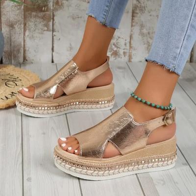 Новые популярные женские туфли, босоножки Fish Mouth, повседневные сандалии с пряжкой на ремешке, популярные босоножки с открытым носком и толстой подошвой на танкетке