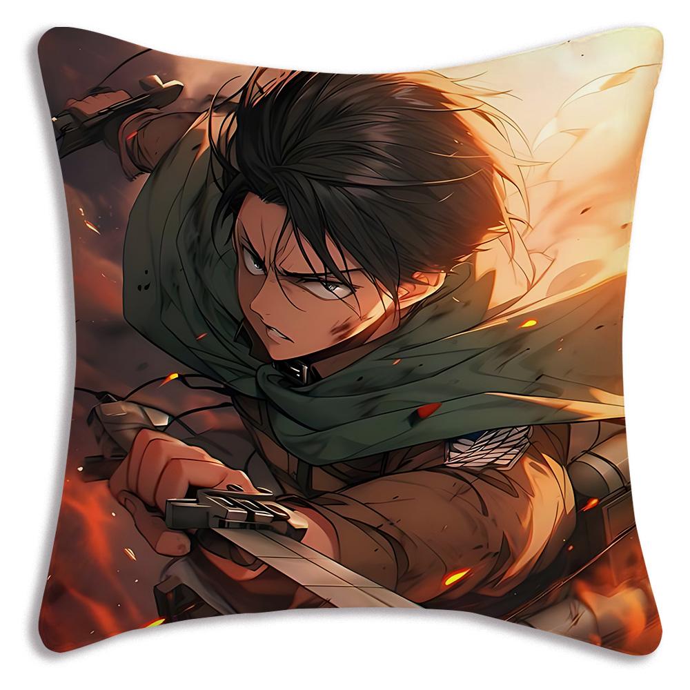 Anime Attack on Titan Pillow Covers Cartoon Sofa Decorative Home Doublesided Printing Short Plush Cute Cushion Cover