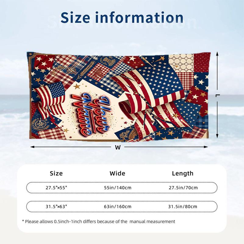 American Patriotic Theme Beach Towel Personalized Custom Name & Text Soft Quick Dry Beach Towel for Swimming Travel