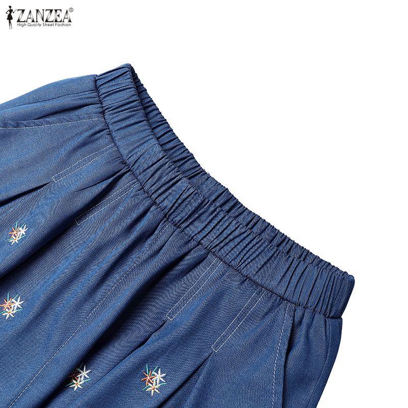 ZANZEA Женские летние повседневные шорты свободного кроя с эластичной талией и принтом