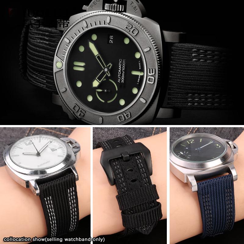 Для ремешка часов Panerai Pam00984 00985 PAM111 PAM441 Stealth Нейлоновый кожаный ремешок Браслет Аксессуар 24 26 мм большой размер для мужчин
