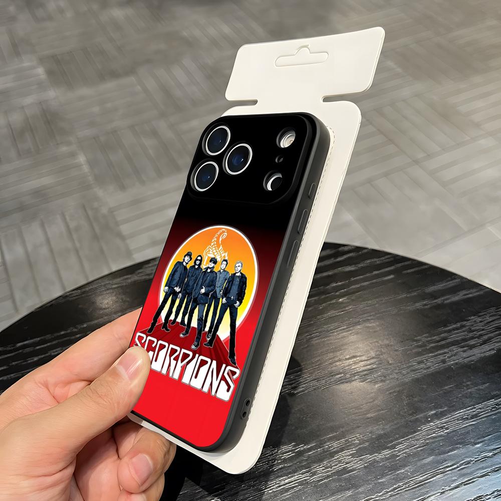 Чехол для телефона с изображением группы Scorpions для iPhone 17 Air 16 E Pro Max 15 14 13 Mini 12 Pro 11 Max Plus Черный Мягкий