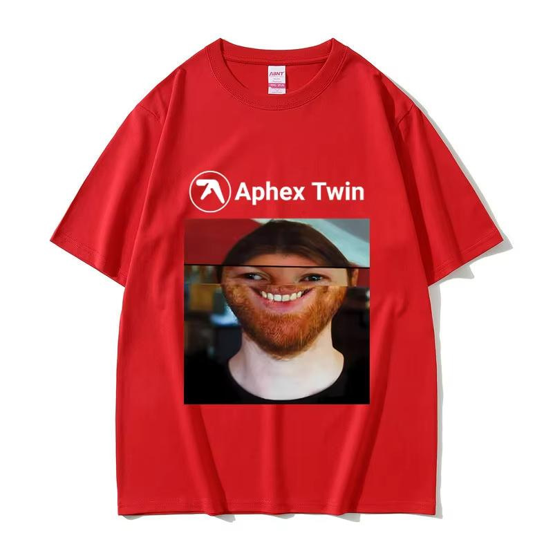 Певец Aphex Twin Лицо Смешной Мем Футболка Мужская Женская Мода Винтажная Оверсайз Уличная Одежда Унисекс Повседневная Мягкие Хлопковые Футболки Топы