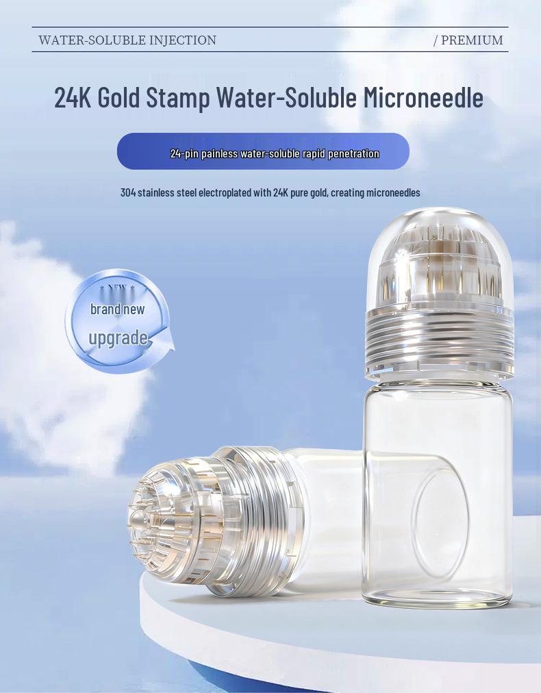 36-Pin Gold Water-Soluble Microneedle Aqua-Peel Device for Face and Scalp