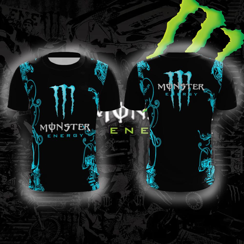 Monster Energy Тэнгман Узор Крутая Модная Удобная Дышащая Быстросохнущая Уличная Жизненная Сила Мужская Спортивная Футболка с Круглым Вырезом