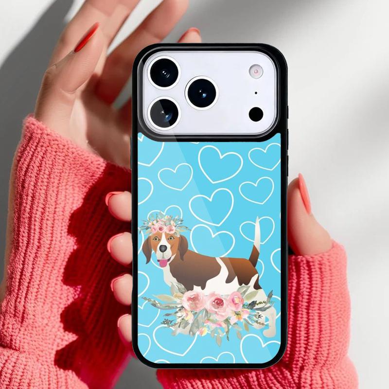 Чехол с цветочным рисунком и собакой породы Бигль для iPhone 17 16 15 14 13 Pro Max Задняя крышка для 12 11 Pro Coque