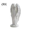 Handcrafted 3D Printed Ornament Hooded Angel Figurine, Elegant White Winged Statue, Resin Statue for Bedroom European Style Minimalist Desktop