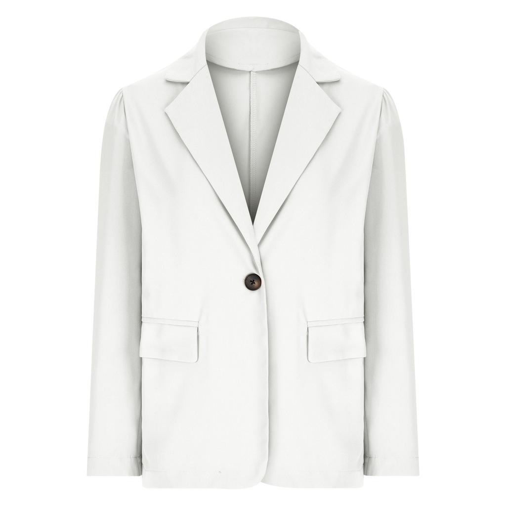 GMXIA Women's Vintage Casual Solid Color Print Spring Autumn Long Sleeve POLO Neck Jackets & Coats