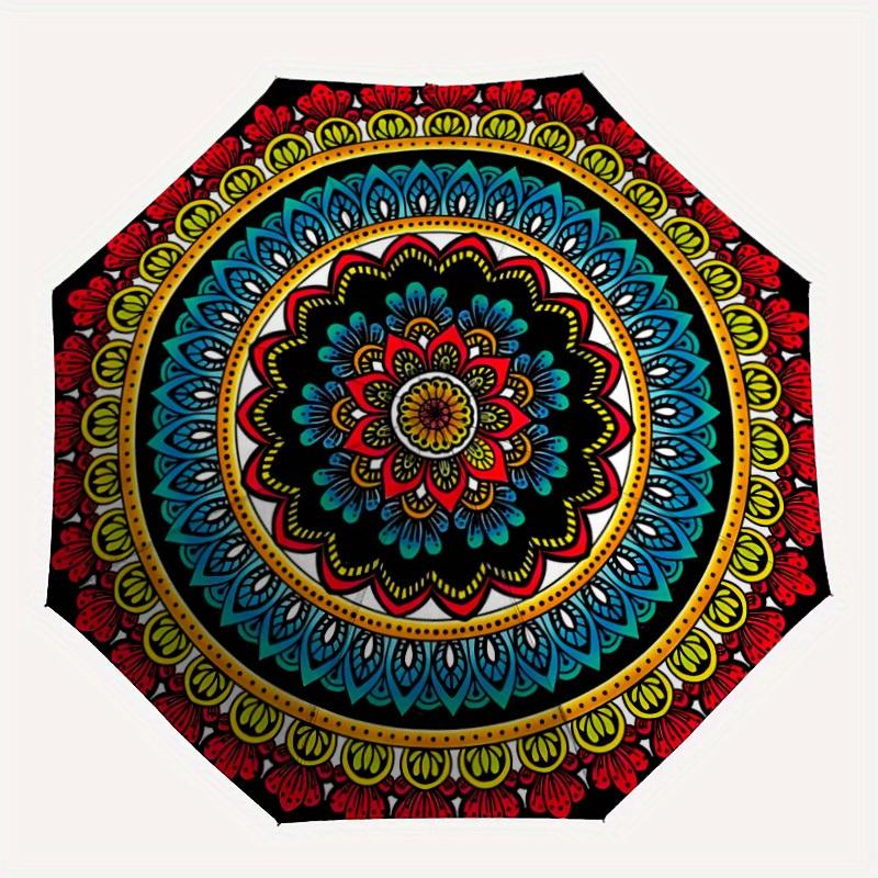 1pc Mandala Pattern Automatic Umbrella - 8-Rib Foldable Design, Outdoor Adventures, and Family Celebrations yy250829105