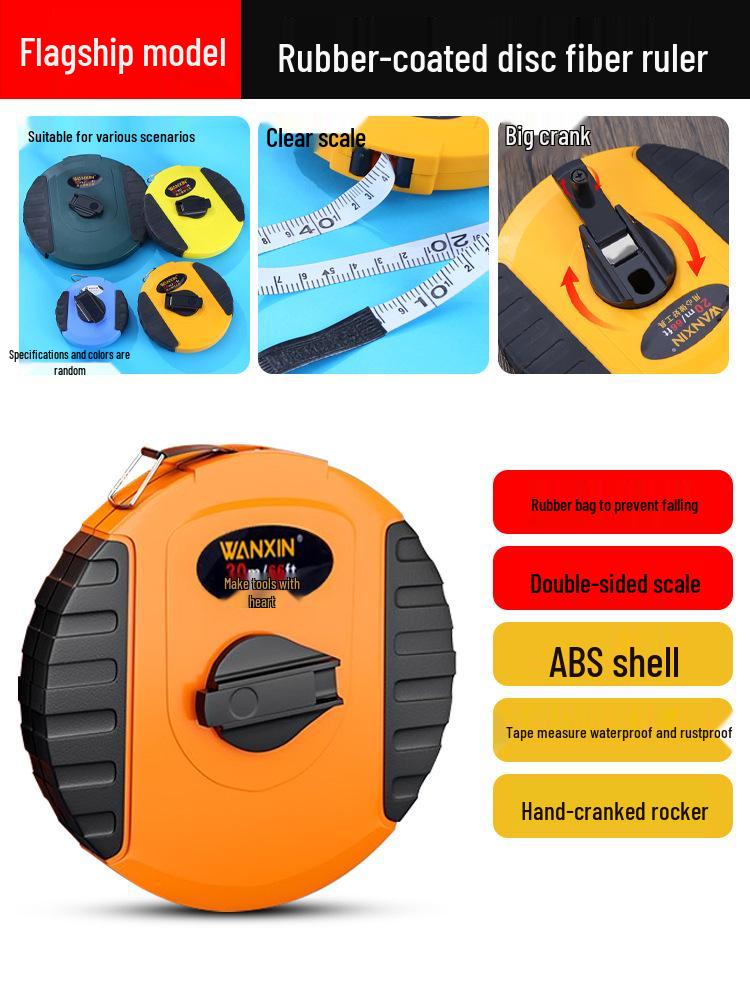 Кожаная и фибровая рулетка - Доступна в 20, 30, 50 и 100 метрах для измерения в спорте, одежде и для постельного белья.