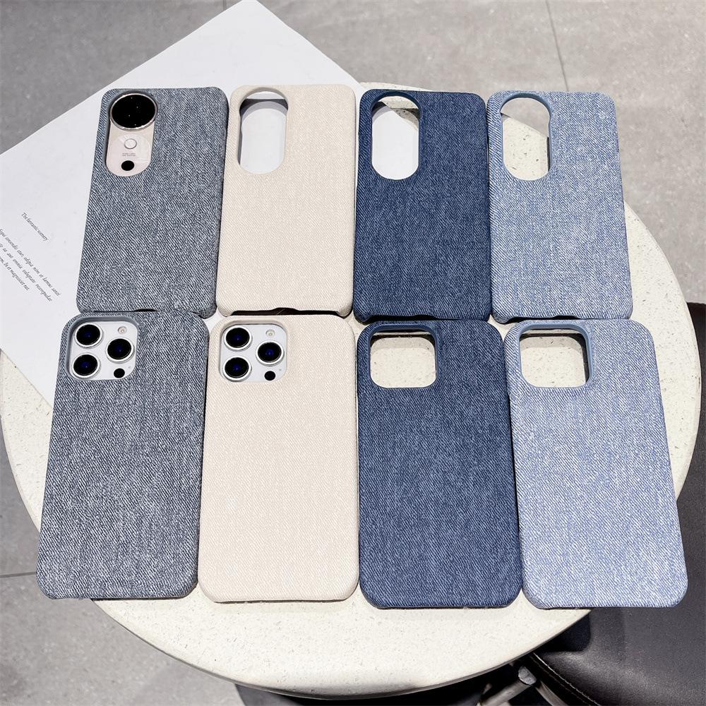 Applicable To IPhone16proMax Half Pack Denim Phone Case New Apple 15 Premium Sense Anti Fall Protection Case