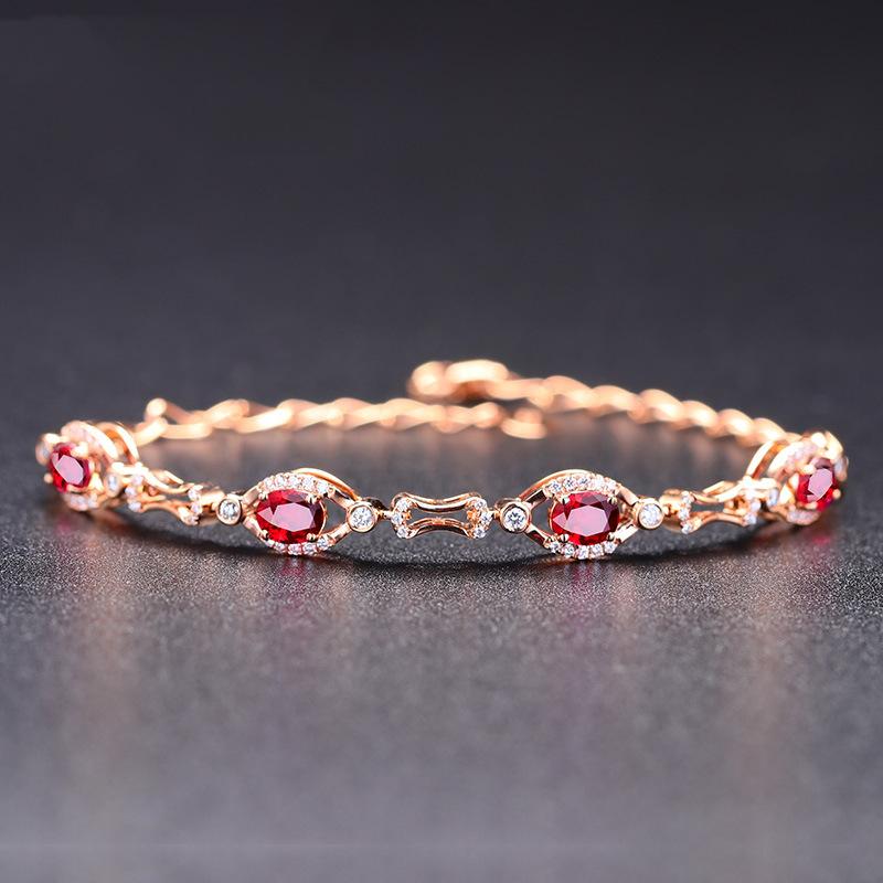 BELLA BOX Новый роскошный высококачественный темпераментный модный розовый красный имитация красного турмалина драгоценный камень цветной браслет сокровище для женщин
