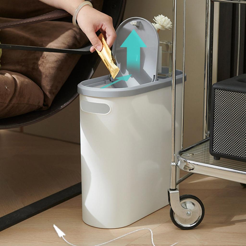 Компактное мусорное ведро с крышкой-прессом, пластиковый контейнер для отходов для использования на кухне и в ванной комнате
