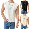 Summer Men's New Solid-color Knitted Sweater, Fashionable Sleeveless Top, Perforated Breathable Round-neck Casual Vest