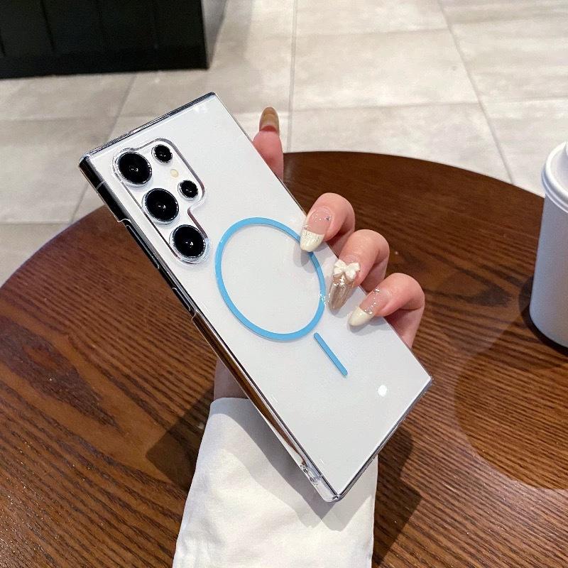 Подходит для Samsung S25 Ультратонкий Магнитный Чехол для Мобильного Телефона S24FE Макарон S23 Ультратонкий Прозрачный ПК Защитный Чехол