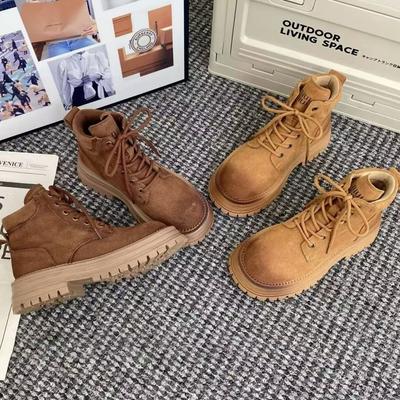 Ретро ботинки Мартин на толстой подошве женские 2024 новые осенние матовые короткие ботинки нескользящие увеличивающие рост локомотивный британский стиль короткие ботинки женские