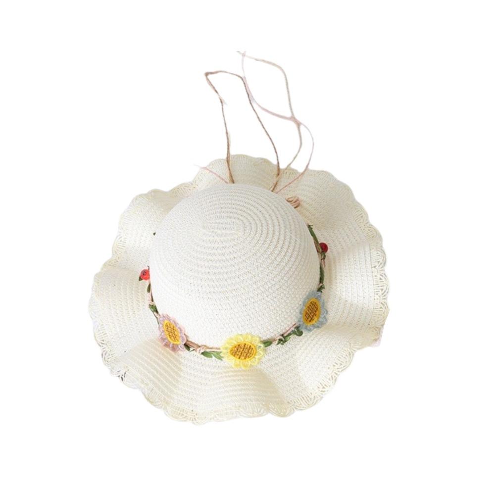 Small Daisy Straw Bag Cap Set Sun Protection Sun Hat Outdoor Fisherman Hat for 2-10 Years Girls