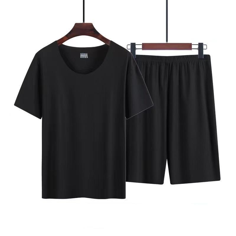 Men‘s Oversized Ice Silk Suits Sleepwear Pyjamas Shorts Short Sleeve T-Shirts Tops Summer Clothes Outfit Fitness Work Out Suits For Men
