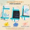 3 in 1 Kids Easel Double-Sided Magnetic Whiteboard and Chalkboard with Paper Roll, Storage Baskets - Blue