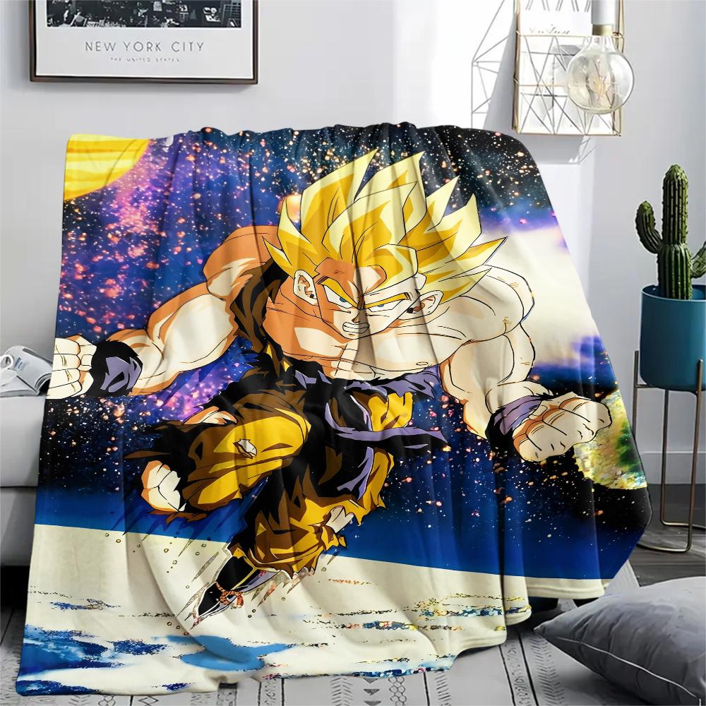 Dragon Ball Character Goku pattern Flannel Blanket, High quality Comfortable for All Seasons, Home Decor, Warmth and Comfort, Perfect for Gifts.