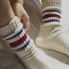Unisex American Style Striped Cotton Socks - Thick, Warm, Mid-Tube for Autumn/Winter