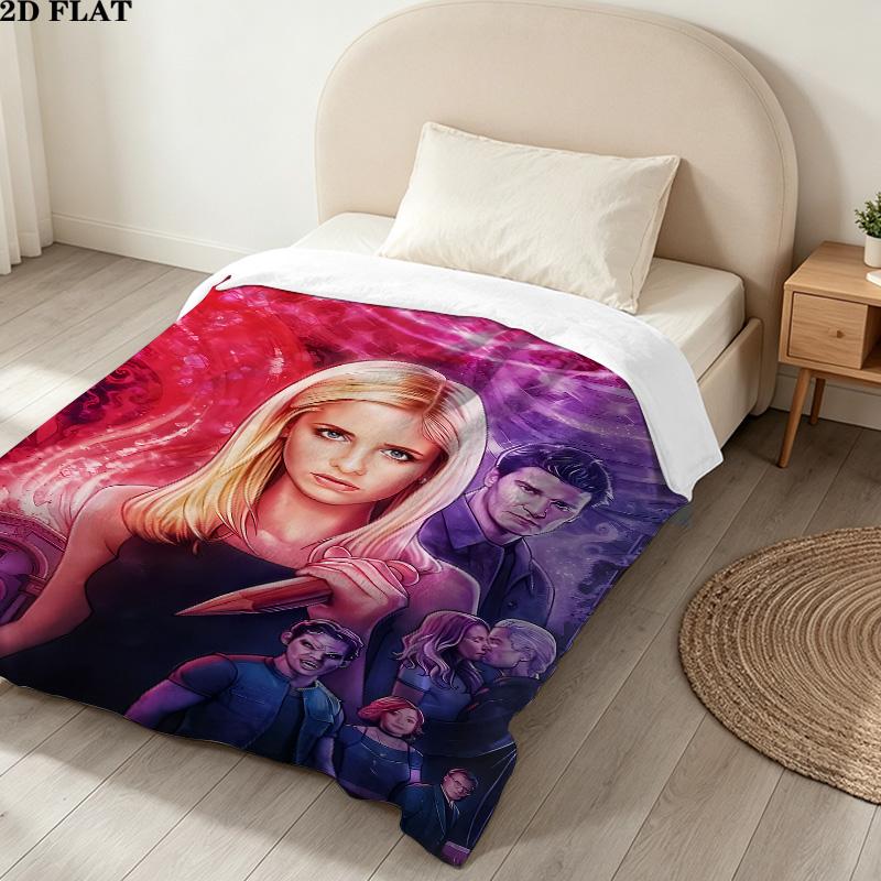 1PC Buffy Vampire Slayer Patterned Flannel Blanket Suitable For All Seasons For Home Decor Warmth And Comfort Gifts Holiday Present