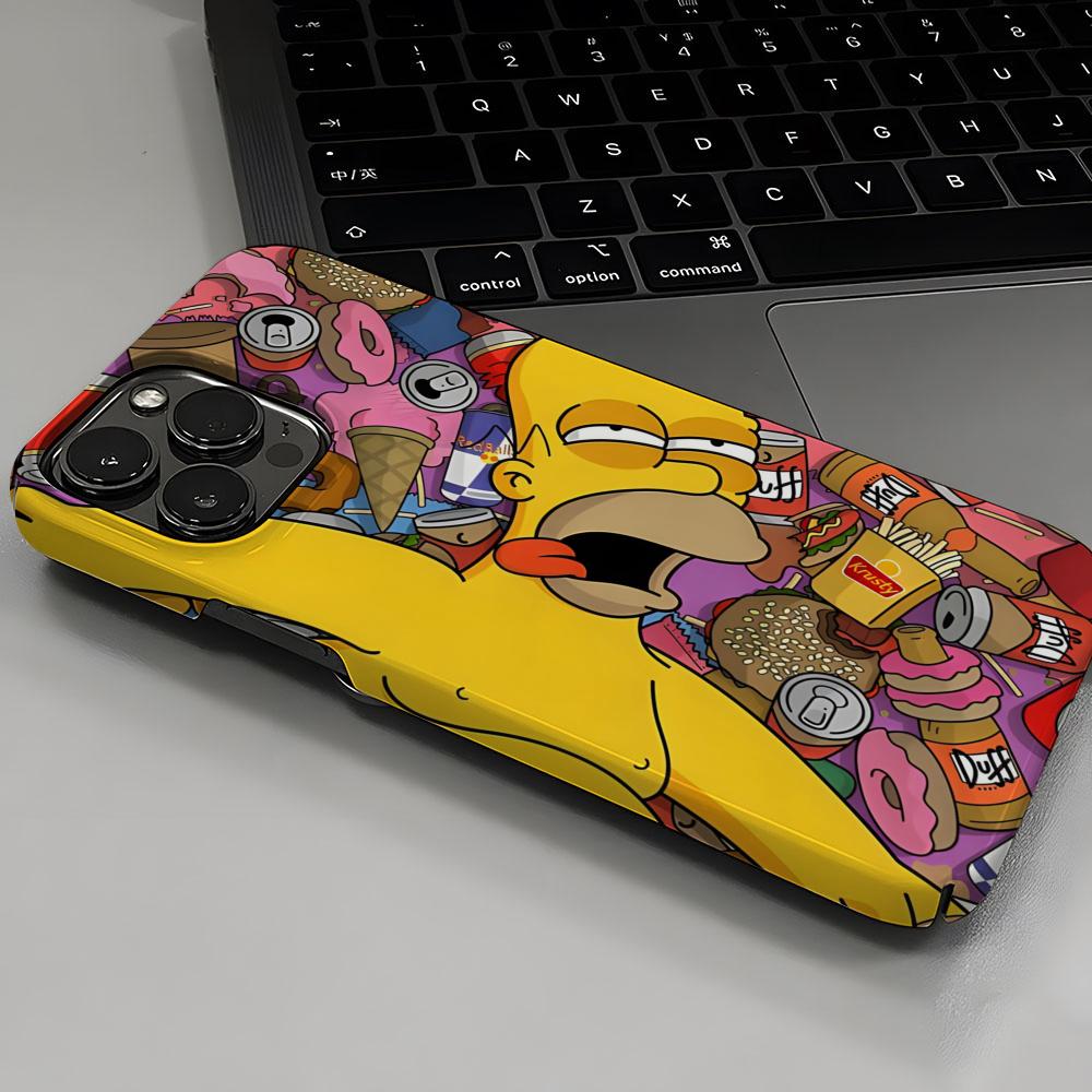 Disney Funny Cartoon Homer Simpson Family Phone Case Luxury For IPhone 16 15 14 13 12 11 Plus Pro Max Mini Glossy HD Hard Film S