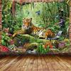 King of The Forest Tiger Tapestry Forest Animal Wall Hanging Tropical Rainforest Landscape for Living Room Dorm Bedroom Home
