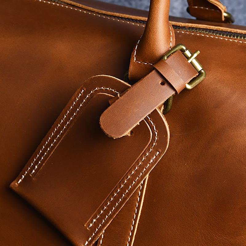 Crazy Horse Leather Travel Bag Luxury Genuine Leather Men Women Travel Bag Cow Leather Carry On Luggage Bag Weekend Duffle Bag