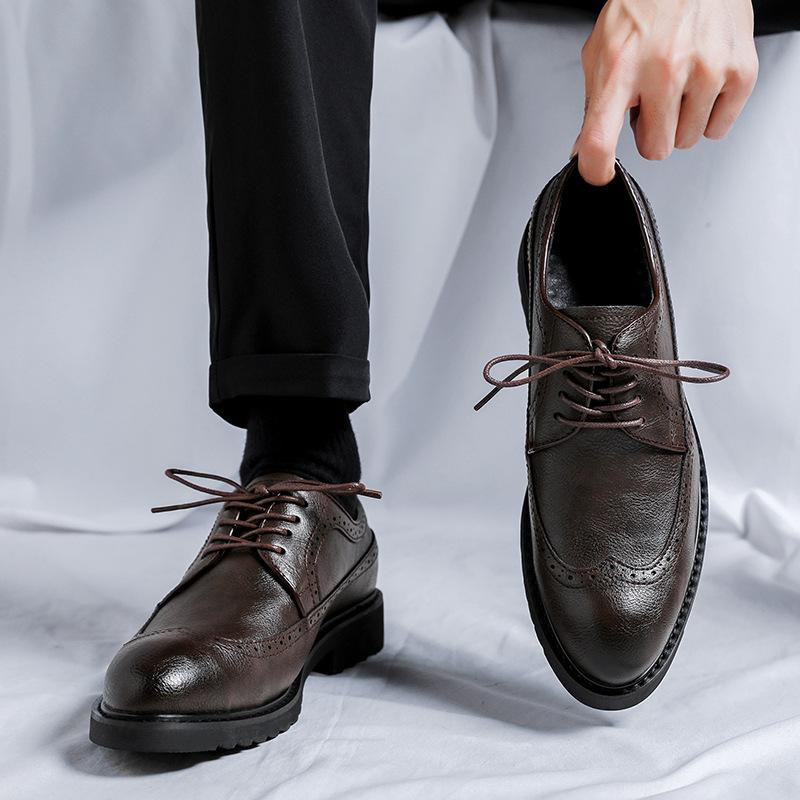 Осенние кожаные туфли мужские Brock британские корейские версии повседневные деловые мужские туфли для костюма свадебные туфли 1983-R