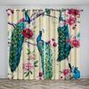 3D шторы с павлином, цветок, традиционная культура, подходит для гостиной, спальни, балкона, кухни, украшения окна, затенения, 2 шт.