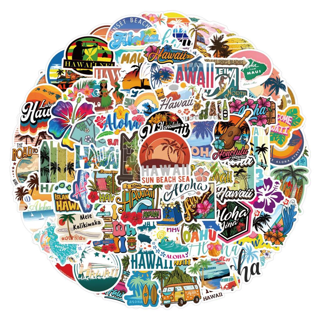 110 New Hawaiian Graffiti Stickers Suitcase Notebook Skateboard Water Cup Stickers