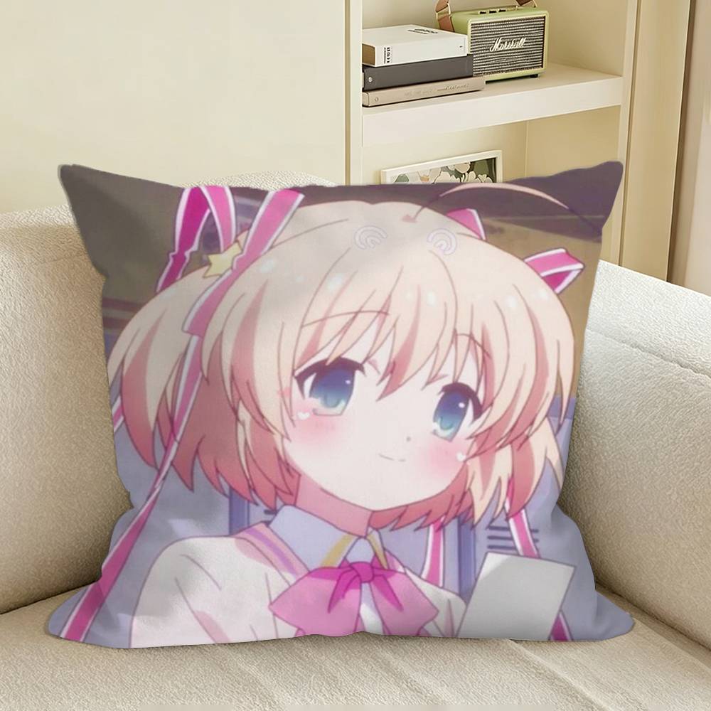 YK Anime KKomari Kamikita Square Sofa Pillow Cover Solid Color Living Room Home Decor Cushion Case