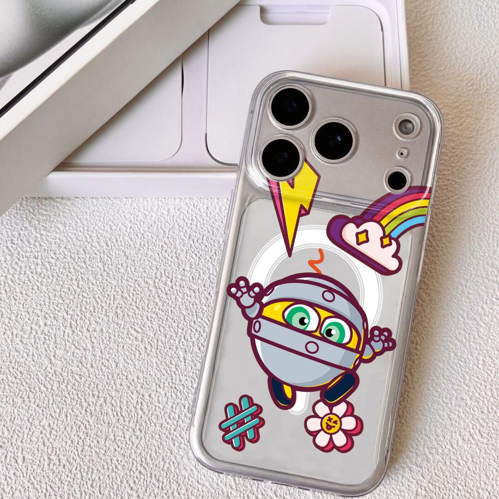 Милый Чехол для Телефона G-Gogoriki K-Kikoriki Для iPhone 17 16 15 14 13 12 Pro Max Plus С Магнитным Кристально Чистым Чехлом Беспроводная Зарядка