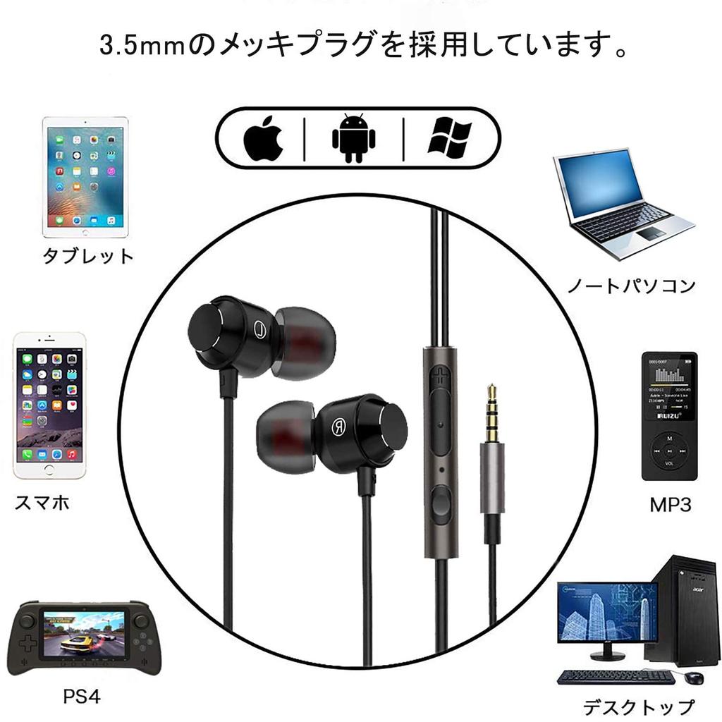 Wired Earphones 3.5mm with Mic Black