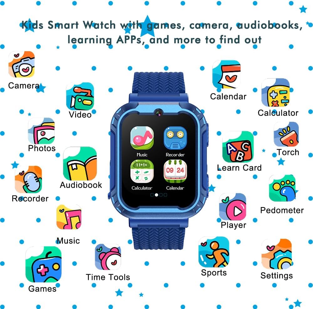 Multifunctional Kids Smart Watch 35 Games Camera Video Recorder Music Pedometer Flashlight Calculator Boys Girls Gift