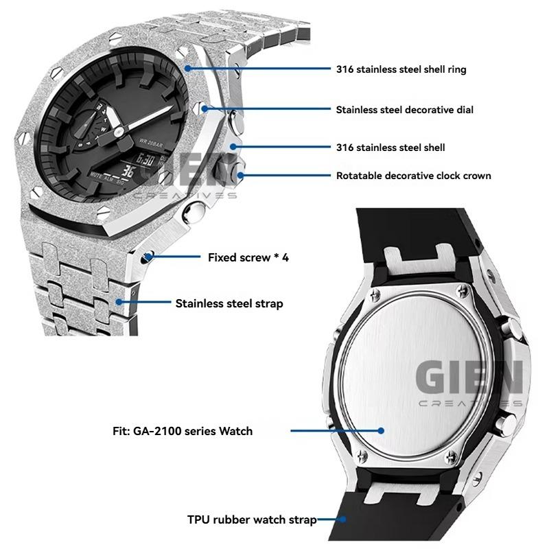 Для Casio G-SHOCK Farm Oak GA2100/GA2110 Набор ремешков из нержавеющей стали 316L Frost Gold Металлический корпус Браслет-ремешок GA-2100 GA-B2100