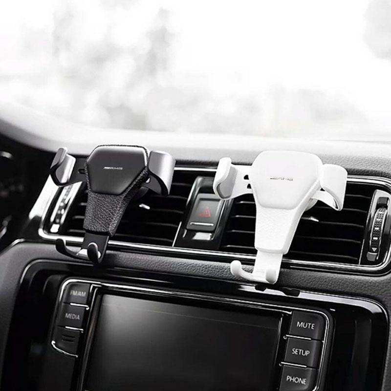 Car Phone Holder Air Vent G-Sensor Smartphone GPS Stand For Mercedes Benz AMG W212 W205 W246 W177 W176 W213 GLC GLE GLS ML Welcome Laser Lamp