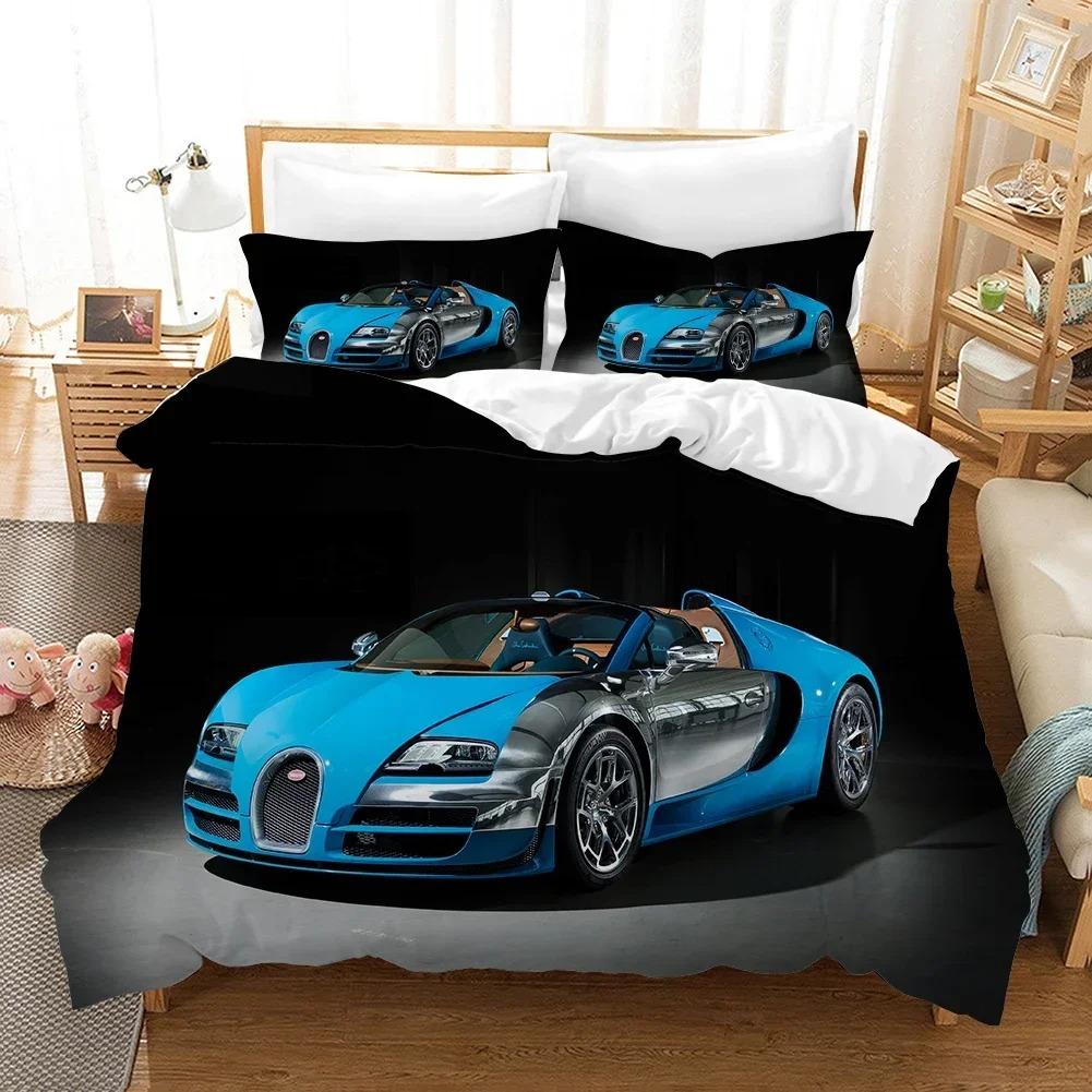 Sports Car Duvet Cover 3D Racing Car Printed Bedding Set Queen King Size With Pillowcases Men Cool Polyester Quilt Cover