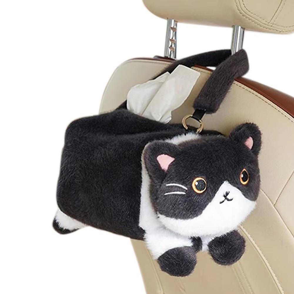 Cartoon Plush Cat Napkin Box Soft Paper Towel Dispenser Car Seat Tissue Box Auto Accessories