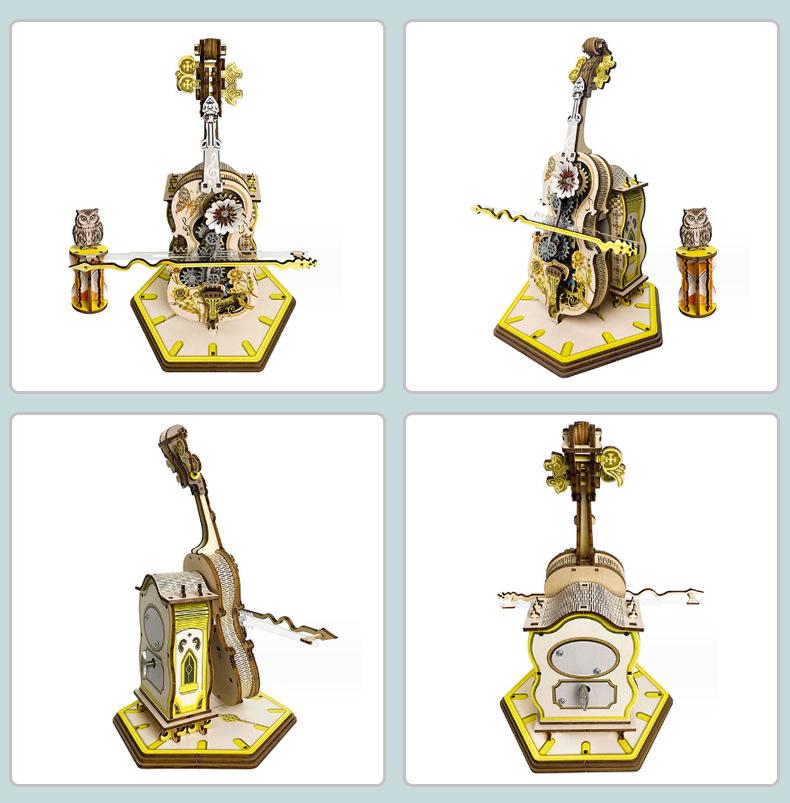 Punk Cello Music Box 3D Puzzle: Educational, Handmade Dynamic Model & Ornament