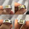Adjustable Open Ring Men Women Vintage Lion Motif Geometric Statement Jewelry Gold Plated Base