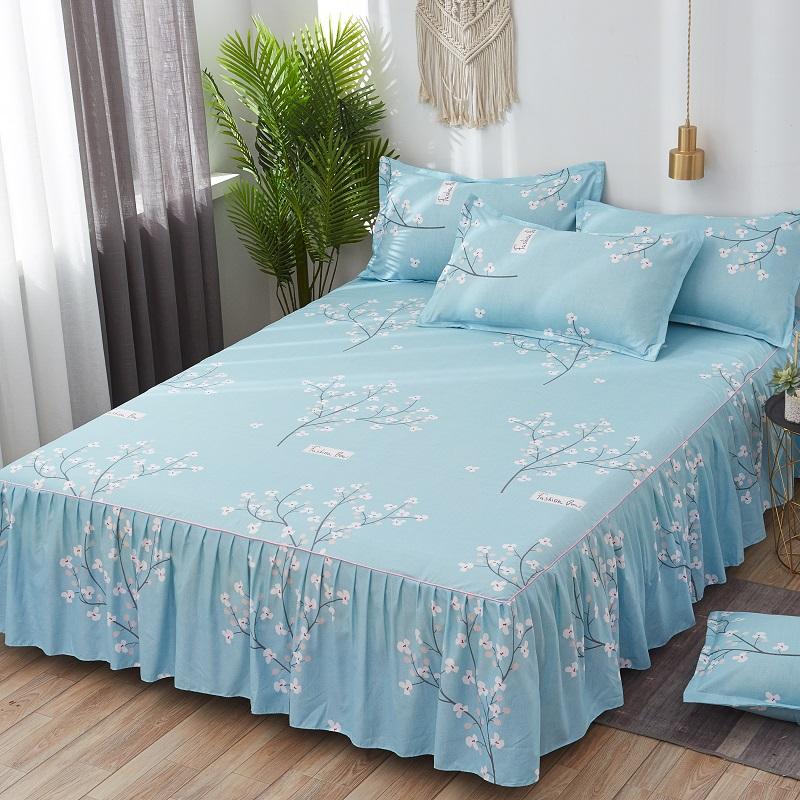 Bed Skirt Anti-dirty Sheet Bedspread Printed Elastic Band Bedclothes Queen King Skin-friendly Beds Protector Bedroom Decoration