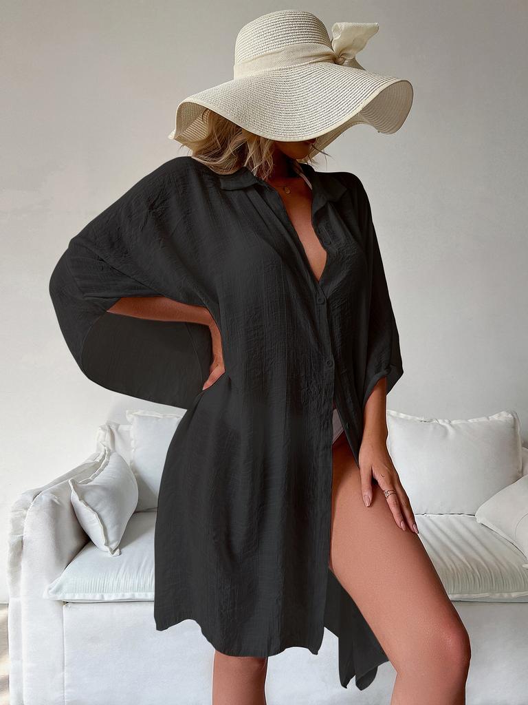 Летний свободный кардиган, защита от солнца, женский купальник-бикини, однотонная пляжная одежда, накидки, купальники, женское кимоно, платье