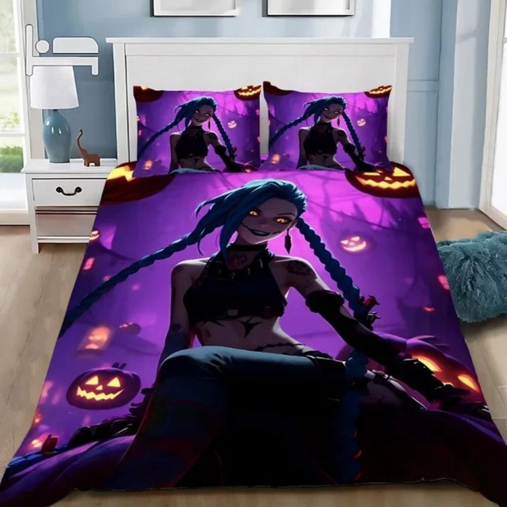 Anime 3D Print Arcane Down duvet cover pillowcase LOL Jinx Adult Boy Girl Bedroom Decoration Single Double Size Bed size