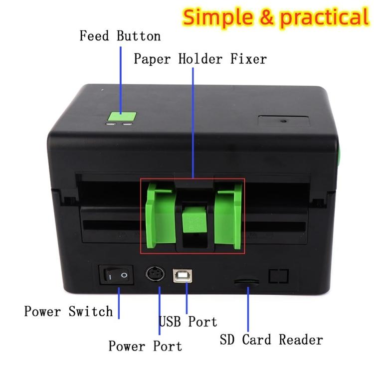 Xprinter XP-108B 4-дюймовый 108-мм принтер этикеток Термопринтер штрих-кодов, Модель: Версия USB + Bluetooth