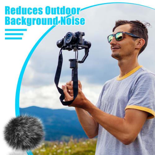 Dunzy Microphone Windscreens/Wind Muffs (4 Pieces) for DJI Mics, Furry Microphone Covers for Wind and Ambient Noise Reduction, Wireless Lavalier Micro