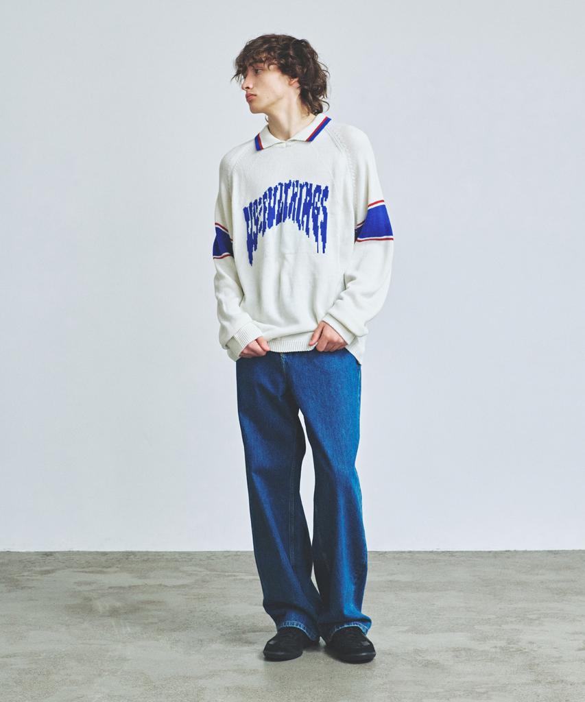 Вязаный воротник-стойка в стиле varsity с жаккардовым узором, цвет внебелый