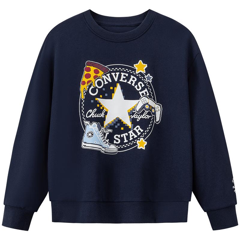 Converse Унисекс Детская флисовая толстовка с игривым принтом