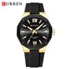 Мужские повседневные часы Curren 8465 с резиновым ремешком и календарем